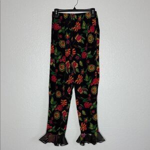 Vintage Y2K Floral Ruffle Hem Pants